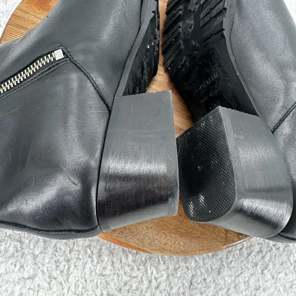 Aquatalia Boots Womens 9.5 Black Leather Fantina Weatherproof‎ Dual Zip Bootie